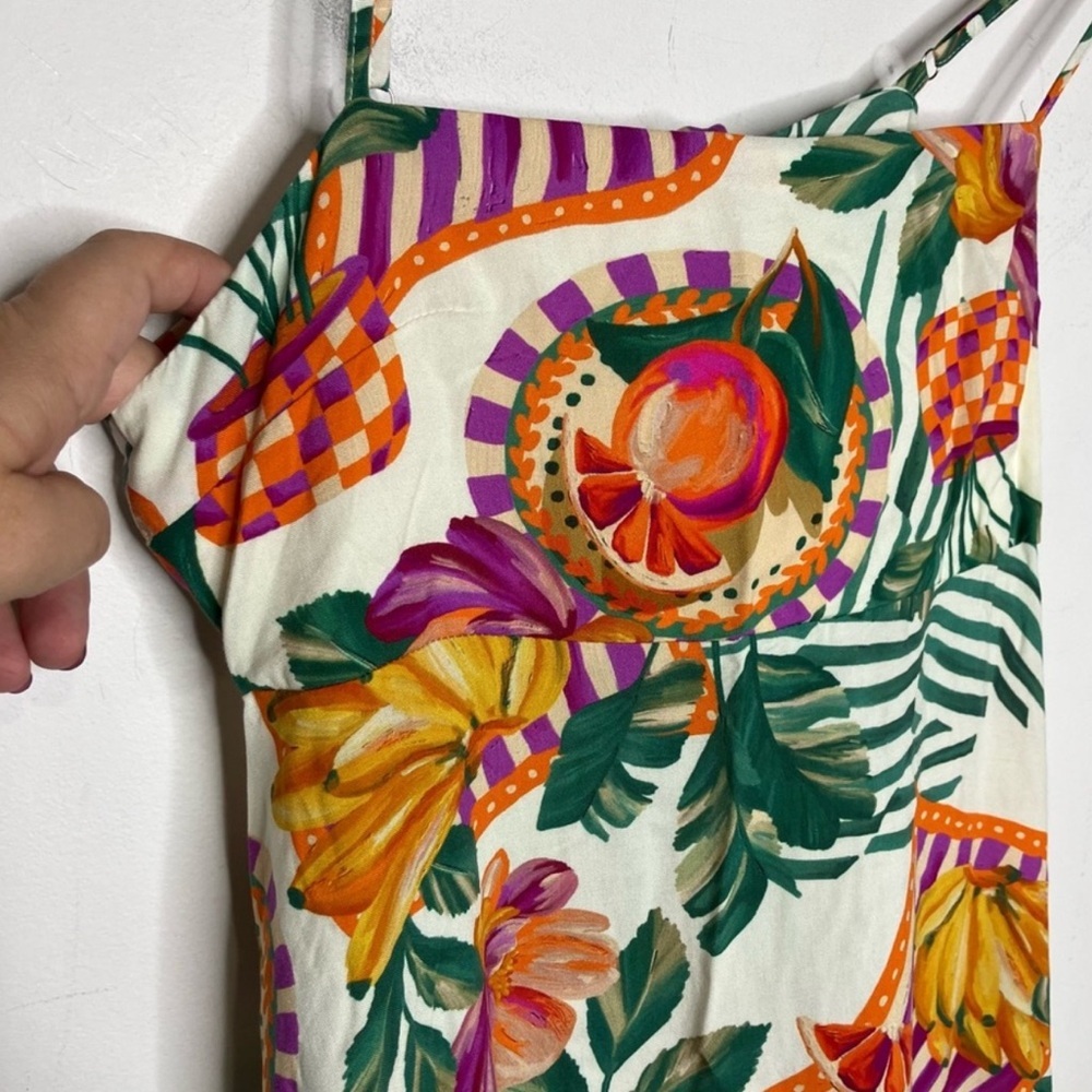 Anthropologie Paper Heart maxi sundress multicolor fruit pattern women’s‎ S - Picture 3 of 6